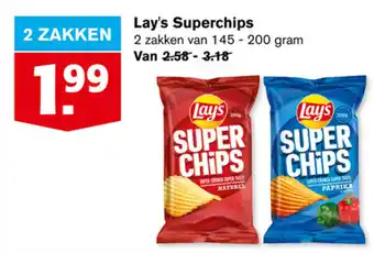 Hoogvliet Lay's Superchips 2*145-200g aanbieding