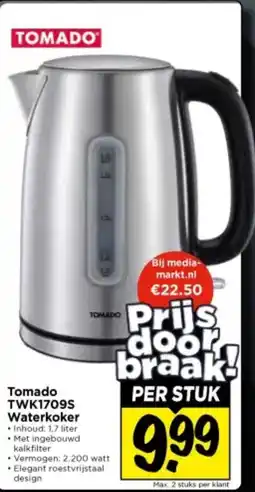 Vomar Voordeelmarkt Tomado TWK1709S Waterkoker aanbieding
