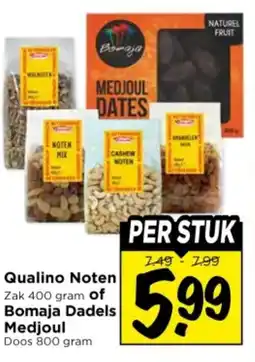 Vomar Voordeelmarkt Qualino Noten of Bomaja Dadels Medjoul aanbieding