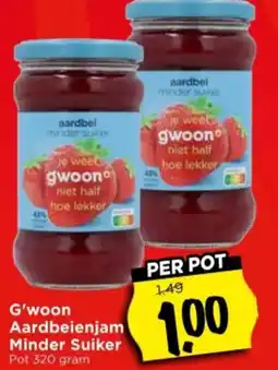 Vomar Voordeelmarkt G'woon Aardbeienjam Minder Suiker aanbieding