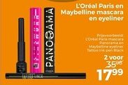Trekpleister L'Oréal Paris en Maybelline mascara en eyeliner aanbieding