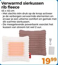 Trekpleister Verwarmd sierkussen rib fleece aanbieding