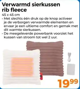 Trekpleister Verwarmd sierkussen rib fleece aanbieding