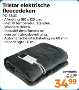 Trekpleister Tristar Elektrische Fleecedeken PD-3803 aanbieding
