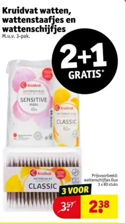 Kruidvat Kruidvat watten, wattenstaafjes en wattenschijfjes aanbieding