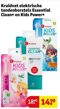 Kruidvat Kruidvat Elektrische Tandenborstels Essential Clean+ en Kids Power+ aanbieding