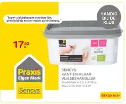 Praxis Sencys kant en klaar vliesbehanglijm aanbieding