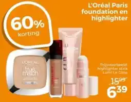 Trekpleister L'Oréal Paris foundation en highlighter aanbieding