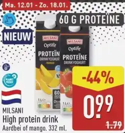 ALDI MILSANI High protein drink aanbieding