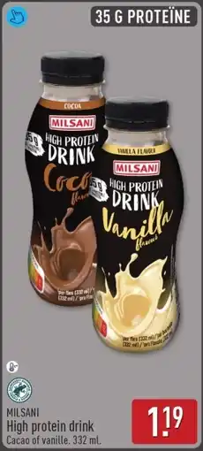 ALDI MILSANI High protein drink aanbieding