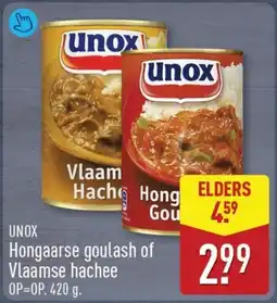 ALDI UNOX Hongaarse goulash of Vlaamse hachee aanbieding