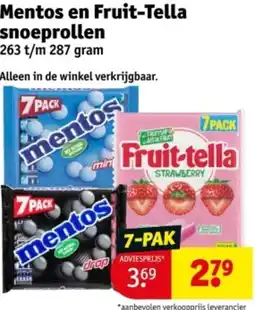Kruidvat Mentos en Fruit-Tella snoeprollen aanbieding