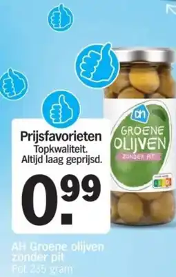 Albert Heijn AH Groene olijven zonder pit aanbieding