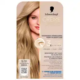 Kruidvat Schwarzkopf Creme Supreme 9-16 Cool Licht Asblond Verzorgende Crèmekleuring aanbieding
