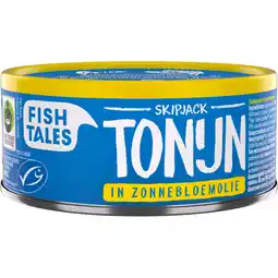 Albert Heijn Fish Tales Skipjack tonijn in zonnebloemolie aanbieding