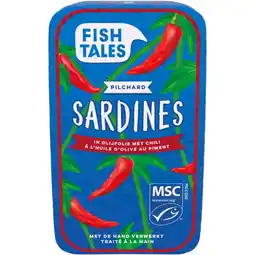 Albert Heijn Fish Tales Sardines in olijfolie met chili aanbieding