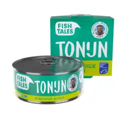Albert Heijn Fish Tales Skipjack tonijn in biologische olijfolie aanbieding
