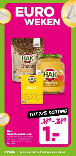 PLUS Hak Groenteconserven aanbieding