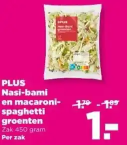 PLUS PLUS Nasi bami en macaroni spaghetti groenten aanbieding