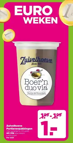 PLUS Zuivelhoeve Portieverpakkingen en vla aanbieding