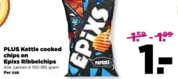 PLUS PLUS Kettle cooked chips en Epixs Ribbelchips aanbieding