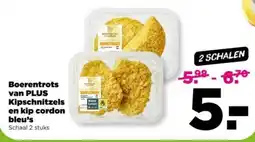 PLUS Boerentrots van PLUS Kipschnitzels en kip cordon bleu's aanbieding
