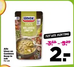 PLUS Alle Unox en Conimex Soep in zak aanbieding