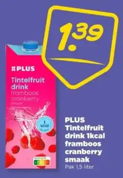 PLUS PLUS Tintelfruit drink 1kcal framboos cranberry smaak aanbieding
