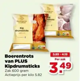 PLUS Boerentrots van PLUS Kipdrumsticks aanbieding