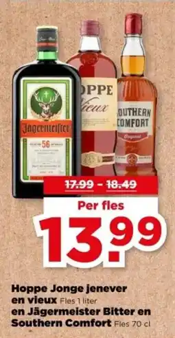 PLUS Hoppe Jonge jenever en vieux en Jägermeister Bitter en Southern Comfort aanbieding