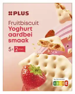 PLUS PLUS Fruitbiscuit yoghurt aardbei aanbieding