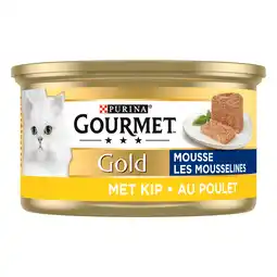 PLUS Gourmet Gold mousse kattenvoer nat met kip aanbieding