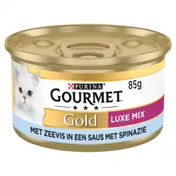 PLUS Gourmet Gold Luxe mix kattenvoer nat zeevis aanbieding