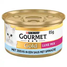 PLUS Gourmet Gold Luxe mix kattenvoer nat zeevis aanbieding