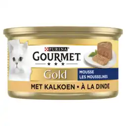 PLUS Gourmet Gold mousse kattenvoer nat met kalkoen aanbieding