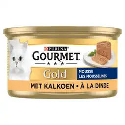 PLUS Gourmet Gold mousse kattenvoer nat met kalkoen aanbieding