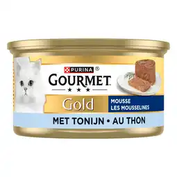 PLUS Gourmet Gold mousse kattenvoer nat met tonijn aanbieding