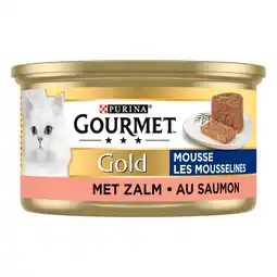 PLUS Gourmet Gold mousse kattenvoer nat met zalm aanbieding