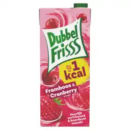 PLUS Dubbelfrisss 1kcal Framboos & cranberry aanbieding