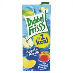 PLUS Dubbelfrisss 1kcal Appel & perzik aanbieding