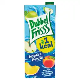 PLUS Dubbelfrisss 1kcal Appel & perzik aanbieding