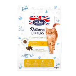 Zooplus Dubbelpak: 2x 800g Butcher's Delicious Dinners Delicate Digestion met kip droogvoer voor katten aanbieding
