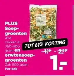 PLUS PLUS Soep- groenten en erwtensoep- groenten aanbieding