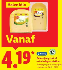 Lidl Gouda jong stuk of extra belegen plakken aanbieding
