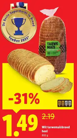 Lidl Wit tarwemaïsbrood heel aanbieding