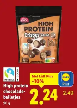 Lidl High protein chocolade- balletjes aanbieding