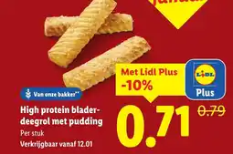Lidl High protein blader- deegrol met pudding aanbieding