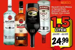 Vomar Voordeelmarkt Bacardi Carta Blanca of Spiced Rum, Smirnoff Vodka of Baileys Irish Cream aanbieding
