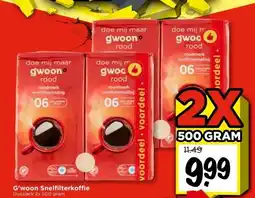 Vomar Voordeelmarkt G'woon Snelfilterkoffie aanbieding