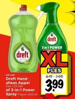 Vomar Voordeelmarkt Dreft Hand- afwas Appel of 3-in-1 Power Spray aanbieding